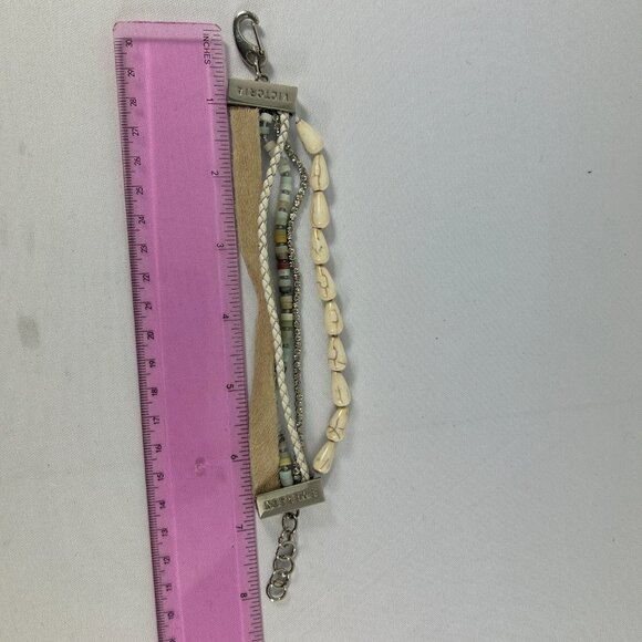 Victoria Emerson Boho Cuff Bracelet Shells Silver Tone Multistrand Layered Boho - Picture 7 of 11